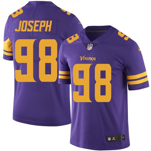 Nike Vikings #98 Linval Joseph Purple Men's Stitched NFL Limited Rush Jersey - Click Image to Close
